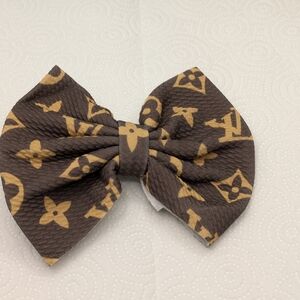 Kids Brown and Gold Bow Clip Handmade